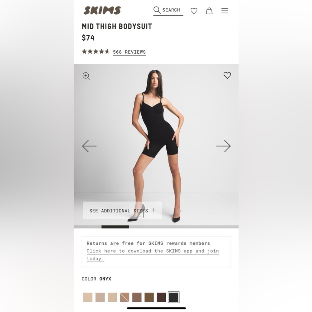 SKIMS Black Shapewear Bodysuit with Sweetheart Neckline